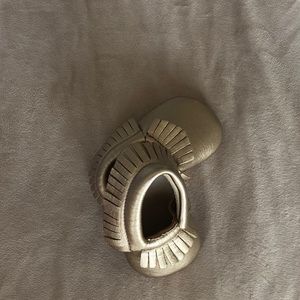 Baby Unisex Metallic Gold Vegan Leather Moccasins